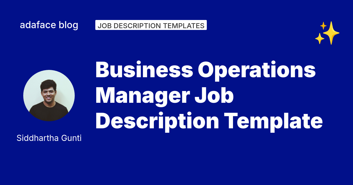 Business Operations Manager Job Description Template | Adaface