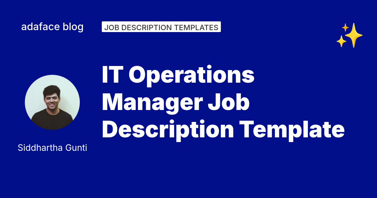 IT Operations Manager Job Description Template | Adaface