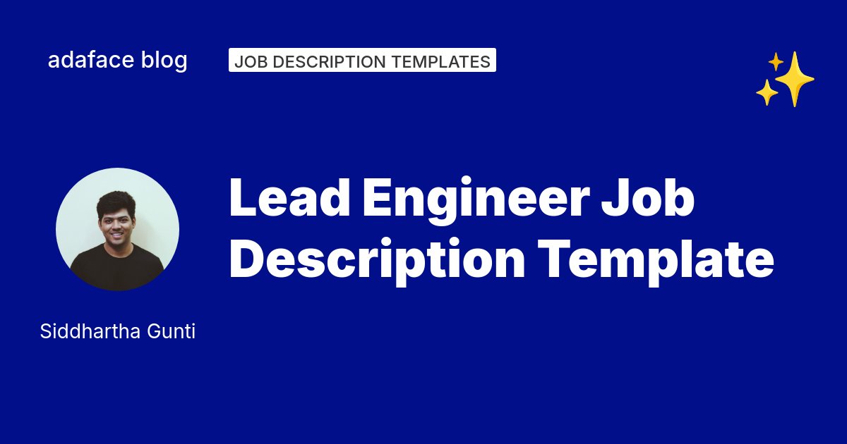 Lead Engineer Job Description Template | Adaface