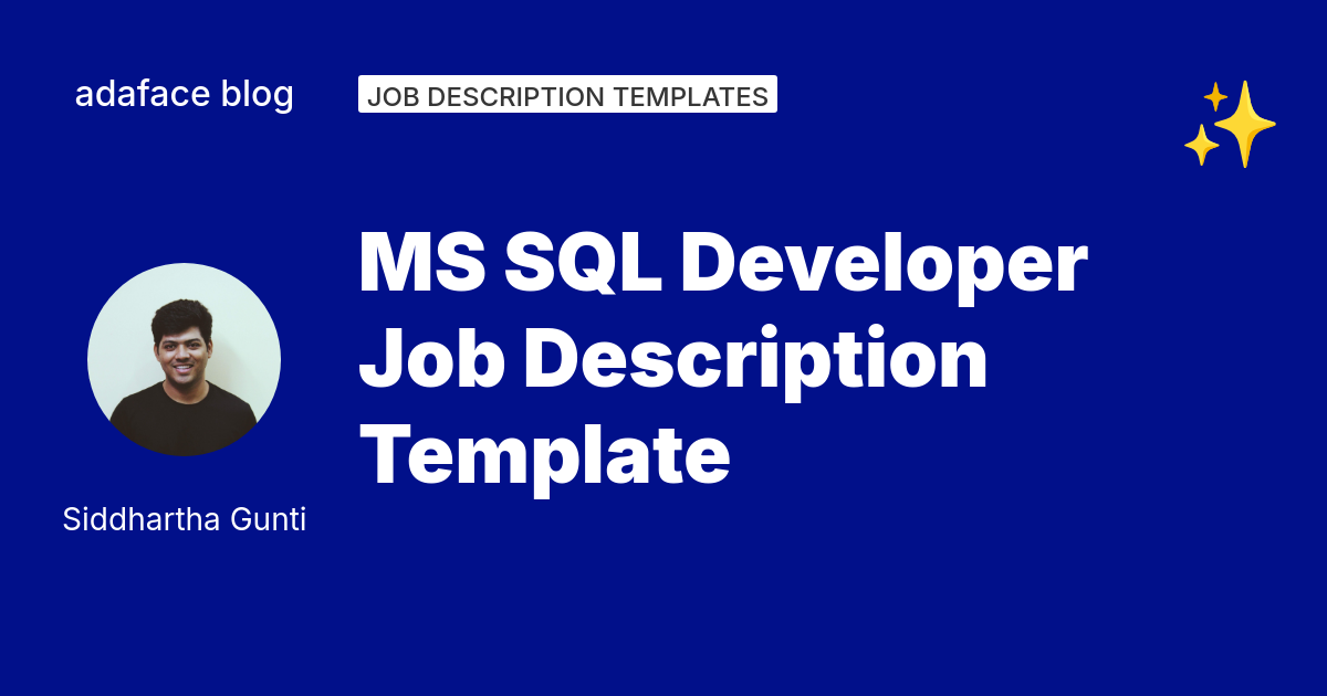 MS SQL Developer Job Description Template | Adaface